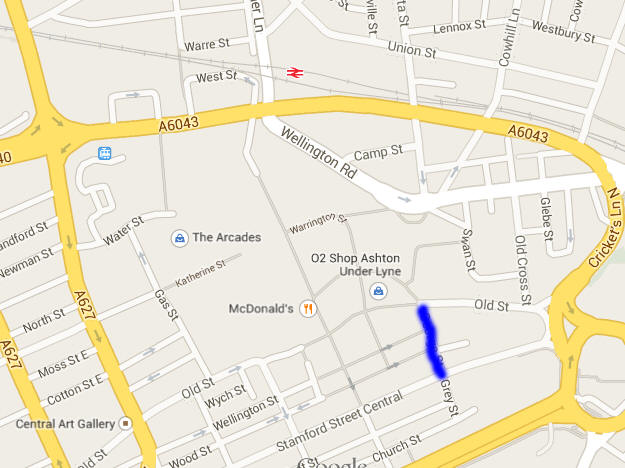 Map center Ashton under Lyne